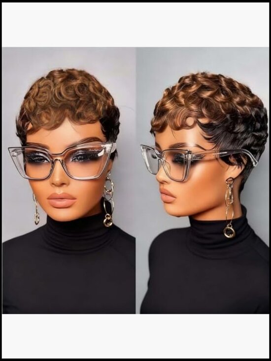 Short Layered Human Hair Wig Pixie Cut Glueless Full Machine Made main image 6